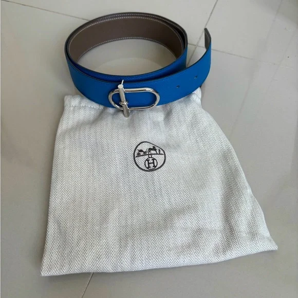 100% Authentic HERMES Ithaque belt buckle & Reversible leather strap 90cm - Picture 2 of 15